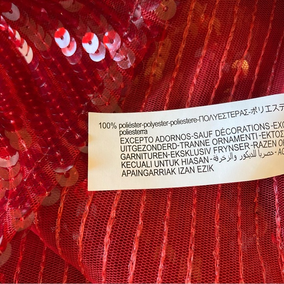 ZARA Red Sequin Long Sleeve Button Down Shirt NWT - Picture 9 of 14